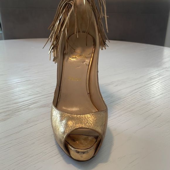 Christian Louboutin Metallic Fringe Heels - Picture 9 of 16